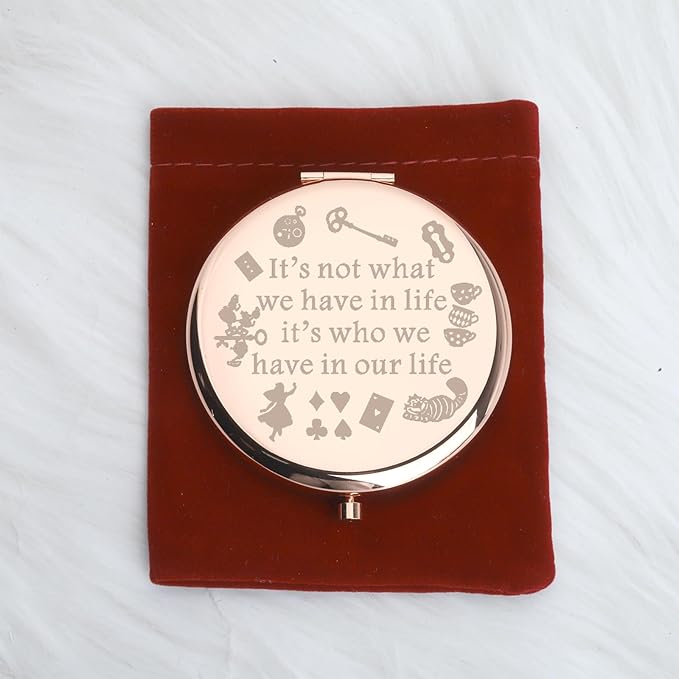 WUSUANED Princess Fans Makeup Mirror It’s Not What We Have in Life It’s Who We Have in Our Life Jewelry Cartoon Friendship Gift