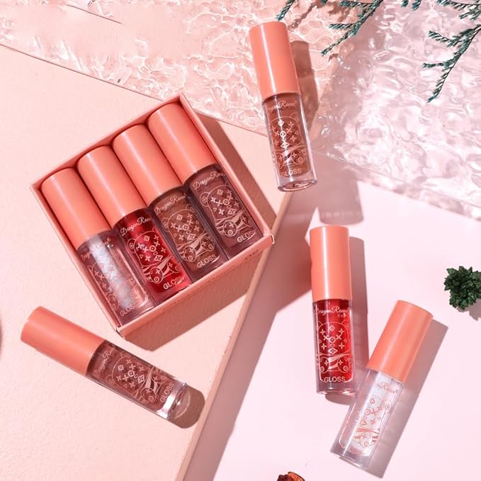 8 Colors Tinted Lip Gloss Set Hydrating Lip Glow Oil Plumping Lip Moisturizing Transparent Lip Care Oil Shiny Jelly Lip Gloss for Women and Girls (A)