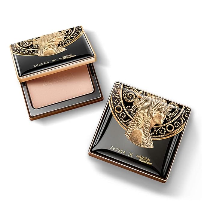 ZEESEA Pressed Powder The British Museum Egypt Series Long Lasting Oil Control Facial Finishing Brighten Setting Powder Multi-use Foundation (#01 Ivory White)