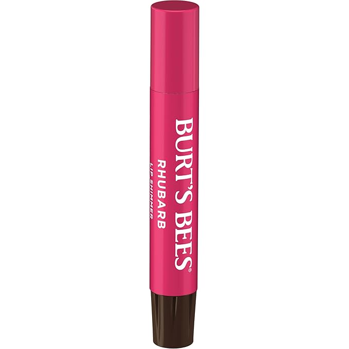 Burt's Bees Shimmer Lip Tint Stocking Stuffers Set, Tinted Lip Balm Stick, Moisturizing for All Day Hydration with Natural Glowy Pigmented Finish & Buildable Color, Rhubarb (1-Pack)