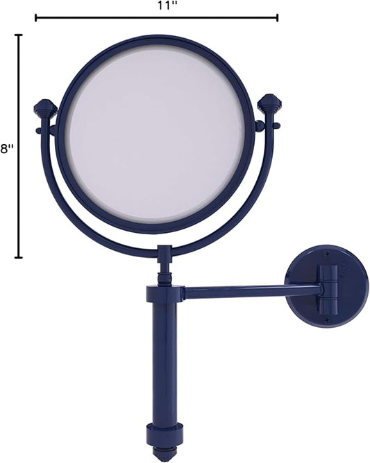 Allied Brass SB-4/5X-MBL Southbeach Collection Wall Mounted Make-Up Mirror 8 Inch Diameter with 5X Magnification, Mediterranean Blue