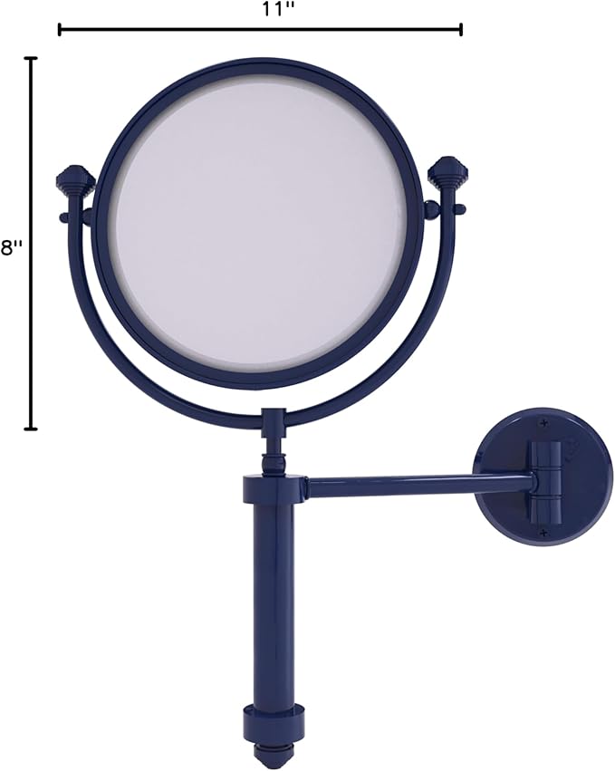 Allied Brass SB-4/2X-MBL Southbeach Collection Wall Mounted Make-Up Mirror 8 Inch Diameter with 2X Magnification, Mediterranean Blue