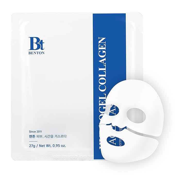 BENTON Hydrogel Collagen Face Mask Overnight Hydrolyzed Cooling All in One Care β Pore Minimizer Hydrating Brightening Anti-Aging Firming Improves Skin Texture Korean Skin Care for sensitive 27gX4EA