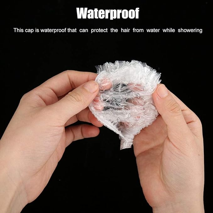 shower ,Disposable Shower ,100pcs Clear Plastic Bath Hair Processing Hair Salon Waterproof for Dye Spa Home Use Portable Travel Gift