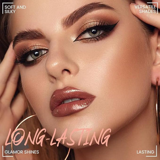 6-Color Nude Champange Brown Matte & Shimmer Eyeshadow Palette with Mirror β Highly Pigmented, Long-Lasting Eye Makeup for Artists & Creative Looks (02#)