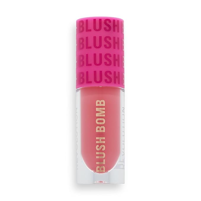 Revolution Beauty, Blush Bomb Cream Blusher, Lightweight Makeup & Creamy Formula for a Dewy Finish, Enriched with Vitamin E, Savage Coral, 0.15 Fl. Oz.
