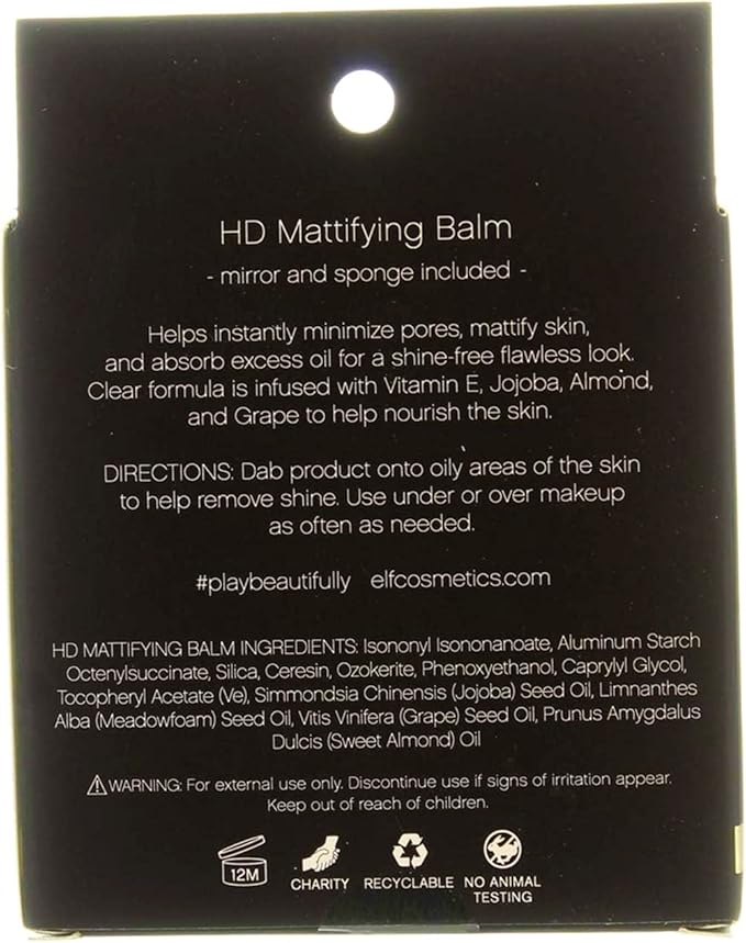 e.l.f. HD Mattifying Balm for use as a Foundation for Your Makeup, Provides a Shine Free Look, Portable Mirrored Compact 0.3 Ounce