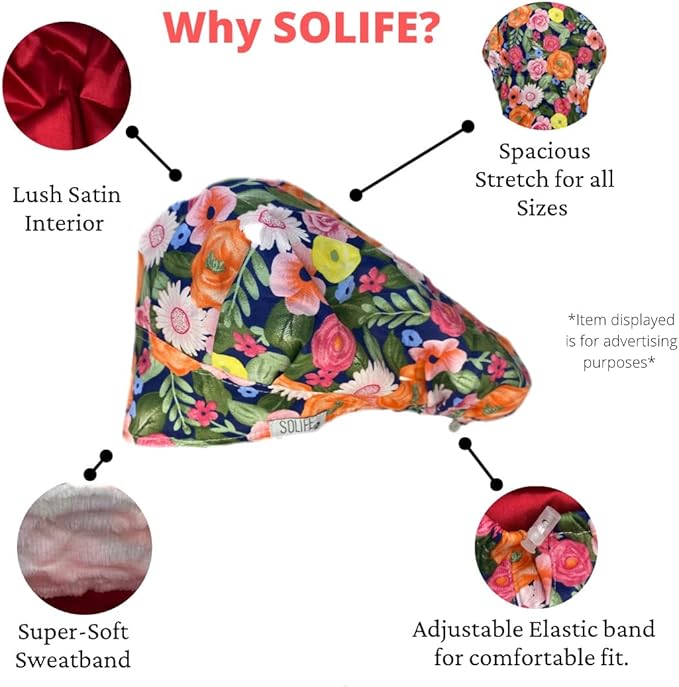 Bouffant Cap with Satin Lining for Women