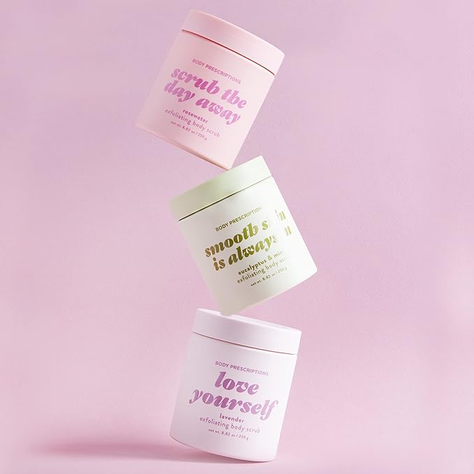 Body Prescriptions Exfoliating Body Scrub β Body Cleanser for Nourished, Ultra-Smooth Skin, Lavender, Rosewater, Eucalyptus & Mint