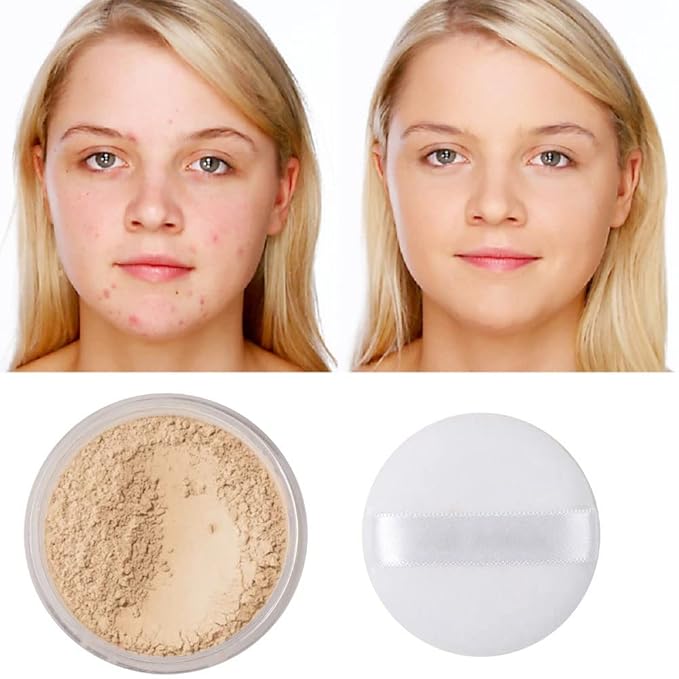 2 Pcs PHOERA Setting Powder, Control Oil Brighten Skin Color Cover Blemish Face Setting Loose Powderγ (03# BANANA & 04# Medium Deep)