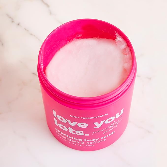 Body Prescriptions Exfoliating Body Scrub β Body Cleanser for Nourished, Ultra-Smooth Skin, Vanilla and Mint (Love You Lots)
