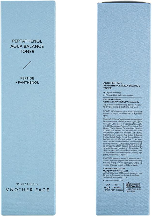 Another FACE PEPTATHENOL™ Aqua Balance Toner 4.05 Fl. Oz, Daily Moisturizer for Dry Skin, Exfoliating for Smooth Skin, Sebum Control, Non-Irritation for Sensitive Skin, Vegan, Korean Skin Care