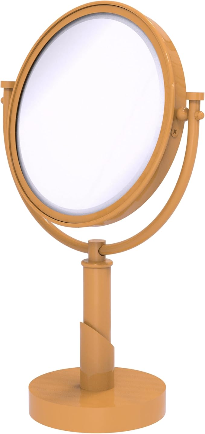 Allied Brass TR-4/2X-GLY Tribecca Collection 8 Inch Vanity Top Make-Up Mirror 2X Magnification, Golden Yellow