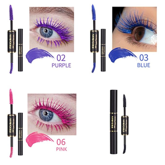 3 Colors Double-Ended Colored Mascara Set for Eyelashes, Purple Blue Pink Colorful Mascara Waterproof Charming Long Lasting Voluminous Eye Makeup Mother's Day Gifts for Women