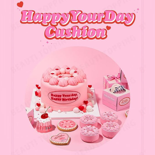 Happy Your Day Cushion, SPF40 PA++, Full Coverage, Pore Blurring, Hydrating Makeup, Korean Cushion Foundation with β Includes Puff & Refill (01 Ivory, 1 Count)