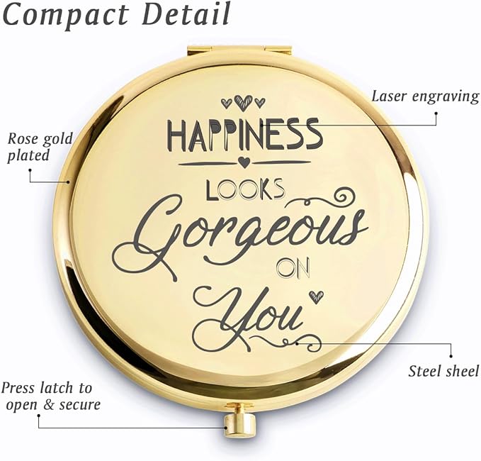 Personalized Gifts for Women Girls, Inspirational Compact Mirrors, 2025 Graduation Gifts for Her, Unique Mothers Day Birthday Gifts for Mom Sister Wife Daughter Niece, Friendship Gifts for Friends