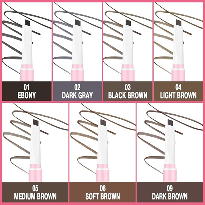 Waterproof Eyebrow Pencil, Professional Makeup Micro Brow Pencil, Double-ended ultra-fine eyebrow pencil, Ultra-Fine Mechanical Pencil (1, 09#Dark Brown)