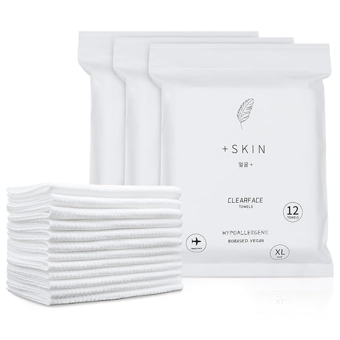 ClearFace Sensitive Skin Face Towels β Biobased Makeup Remover and Dry Wipes, Compact Travel Pack