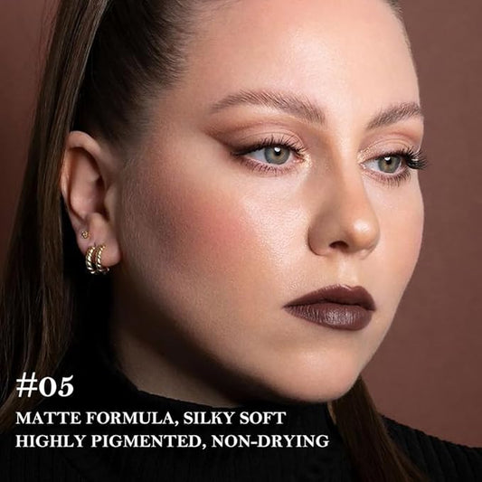 Matte Lip Crayon Lip Liner and Lipstick Combo Sets, Maroon Gradient Matte Lip Bar Lipstick And Lip Liner Set, Contour Gradual Ombre Effect Lip Pencil For Old Women,Long Lasting Waterproof Smudge Proof