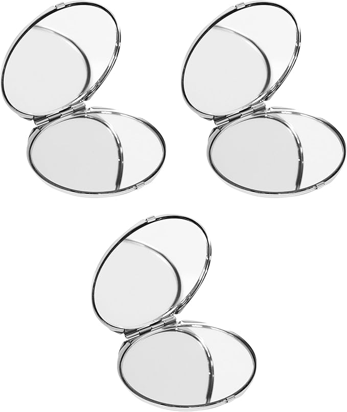 Stephanie Imports Set of 3 Double Sided Magnifying Compact Slim Mirrors with Printed Insert (Circle - Psychedelic Turquoise)