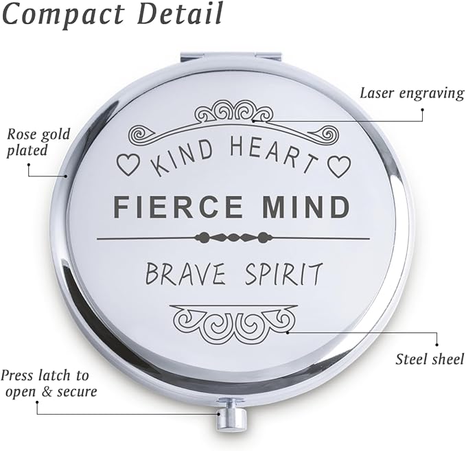 Personalized Gifts for Women Girls, Inspirational Compact Mirrors, 2025 Graduation Gifts for Her, Unique Mothers Day Birthday Gifts for Mom Sister Wife Daughter Niece, Friendship Gifts for Friends