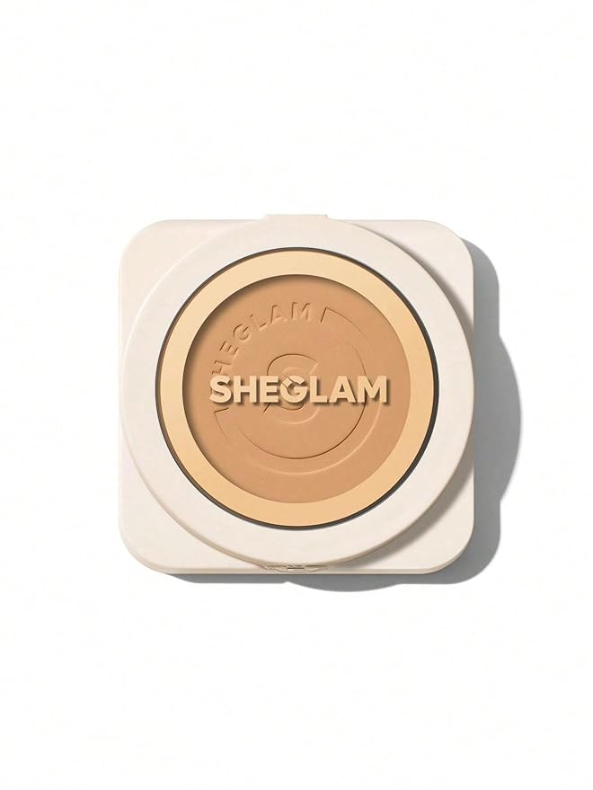 SHEGLAM SKin-Focus Full Coverage Powder Foundation Oil-Control Lightweight Face Pressed Powder Makeup-Sand