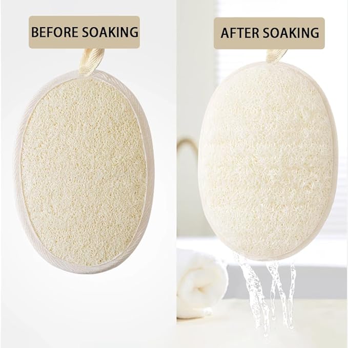 3 Pack Natural Loofah Sponge Exfoliating Body Scrubber, Made of Natural Biodegradable Shower Loufa Sponge, for Shower & Bath