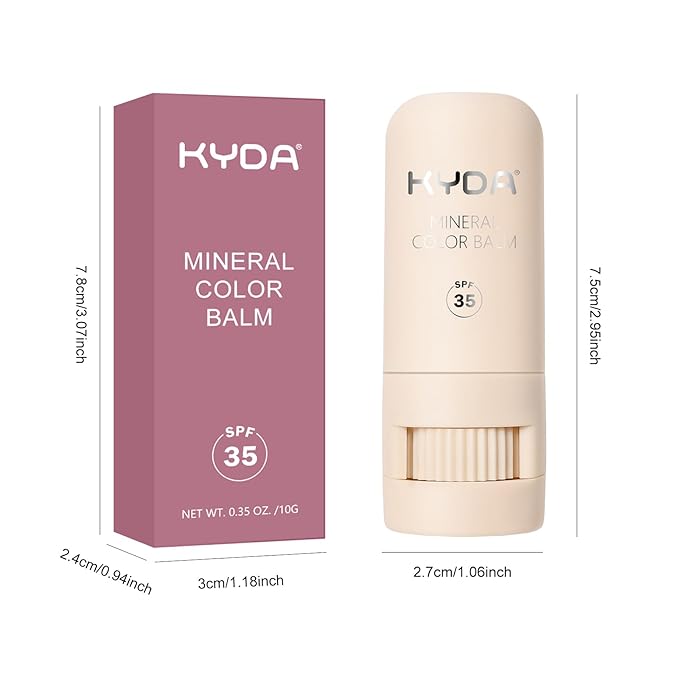 KYDA Mineral Color Balm, SPF 35, Creamy Blendable Color for Lips&Cheeks, Buildable Shimmer Finish, Lightweight Formula, Multiuse Makeup Stick, ROSE