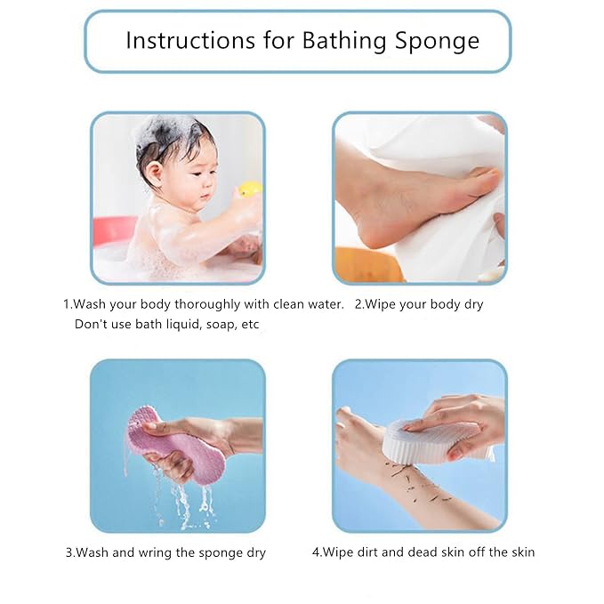 2 Piece Ultra Soft Exfoliating Bath Sponge,Soft Bath Body Shower Sponge,Spa Scrub Exfoliator Dead Skin Remove,3D Bath Sponges for Shower,Reusable Bath Sponge for Adults Children (Grey+White)