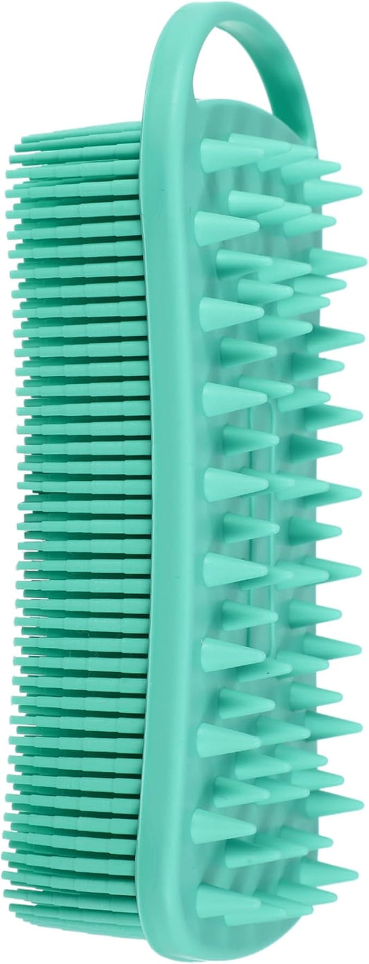 VOCOSTE Silicone Body Scrubber, 2 in 1 Body Brush Hair Scalp Massager, Soft Body Scrubbers for Use in Shower, Lathers Well Exfoliating Body Scrubber for All Skin Types, Green