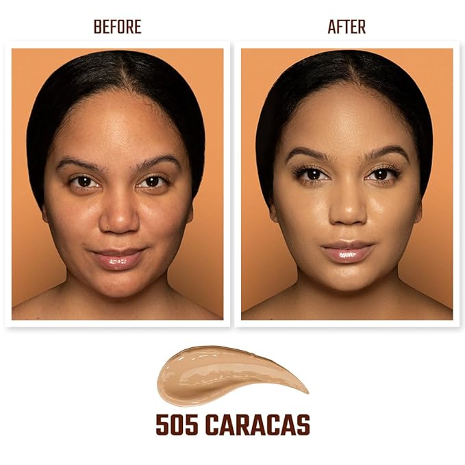 Juvia's Place I Am Magic Natural Radiance Foundation - 505Caracas - Full Coverage Liquid Foundation Makeup for Dry, Mature, Aging, and Combination Skin - Lightweight Longwear Base with Radiant Finish
