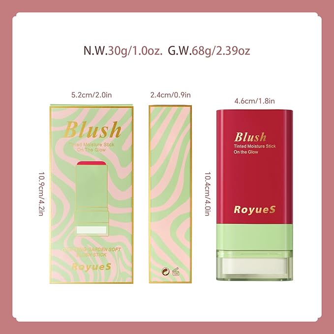 Mysense Cream Blush Stick with Built-in Brush, Multi-use Makeup Blush Stick for Cheeks Eyes Lips, Moisturizing Natural Matte Blush Makeup Waterproof Long-Lasting, 02 Orange