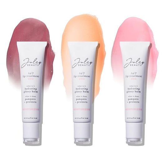 Julep 24/7 Lip Treatment Hydrating Glossy Balm Lip Mask Trio β Barely There, Gotta Glow, Pink and Polished β For Moisturized, Hydrated Lips β Vegan & Cruelty-Free