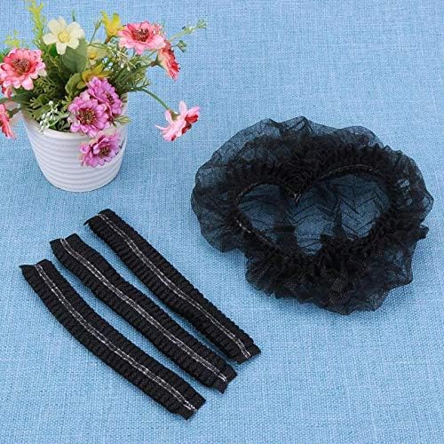 Tvoip 100Pcs 19" Disposable Cap Hair Net Cap Hair Hat Anti Dust Net Bouffant Cap Non-Woven Head Cover Hat Elastic Cleaning Hair Protect Hat Cap (Black)