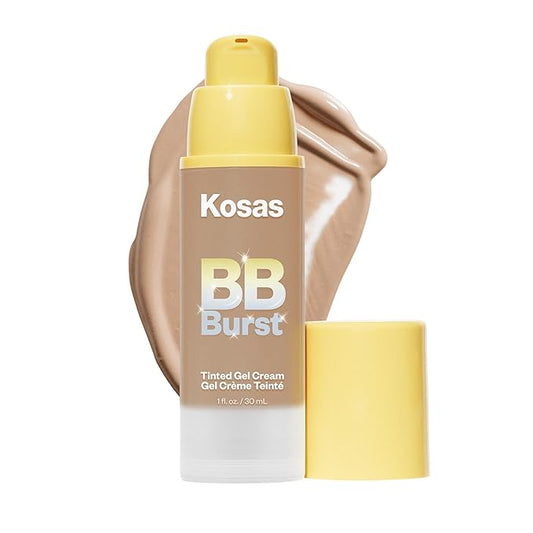 Kosas BB Burst Tinted Face Gel Cream - Supports Healthy Collagen, Smoothes Skin, Hydrates & Moisturizes - Lightweight Buildable Coverage - Medium Tan Neutral Cool 30, (1 Oz/30 ML)