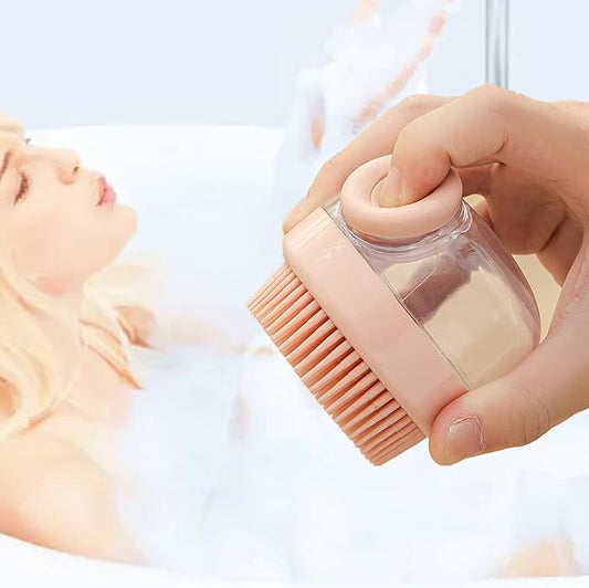 Exfoliating Shower Scrubber, Lathers Well Silicone Body Scrubber Shampoo Dispenser for Bath for Women Men
