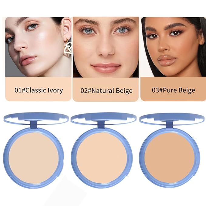 Oil Control Face Pressed Powder, Matte Smooth Flawless Setting, Face powder for older women Waterproof Long Lasting Finishing Powder, Cruelty Free, Lightweight, 0.35 oz (NATURAL BEIGE, A)