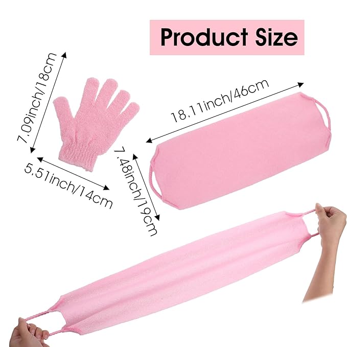 6pcs Exfoliating Shower Bath Gloves Back Scrubber Set Body Scrubber Nylon Back Body Scrub Towel Shower Gloves Double Sided Bath Mitts for Exfoliator Women Men