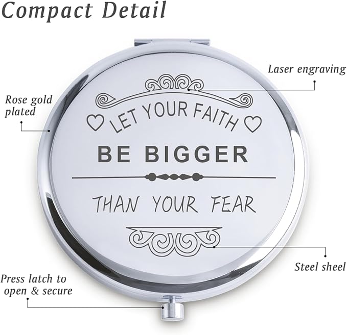 Personalized Gifts for Women Girls, Inspirational Compact Mirrors, 2025 Graduation Gifts for Her, Unique Mothers Day Birthday Gifts for Mom Sister Wife Daughter Niece, Friendship Gifts for Friends