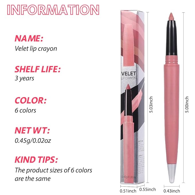 Matt Nude Lipstick Lipliner Lip Crayons Pack Set,Velvet Moisture Smooth Matte Lipstick Pencils,Waterproof&Waterlasting, (01, Pack of 1)