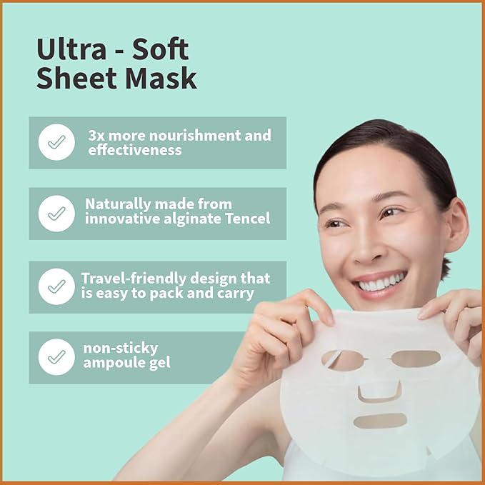 YoungMe Soothing Glam Facial Sheet Mask β 6-Pack | Hydrating & Moisturizing Korean Skin Care for Sensitive & All Skin Types