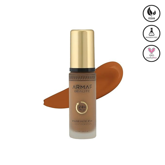 Armaf Beautรฉ Parfaite Fix Liquid Foundation Makeup - Water Resistant, Lasts Up To 24 Hours | Mocha, 27 ml/0.91 fl.oz