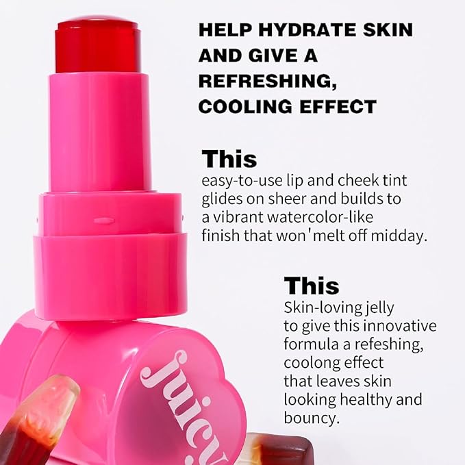 Multi-Use Water Jelly Tint Stick Sheer Lip & Cheek Stain Finish, 3-In-1 Cheek Blush & Eyeshadow & Lip Tinted Long-Lasting Moisture - 1,000+ Swipes Per Stick (# 05, 0.32oz)