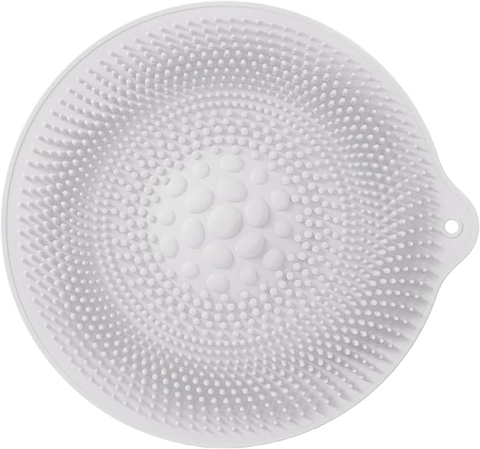 Foot Massage Pad Rubber Shower Brush Adsorbent Mini Scrubber Foot Scrub Pad Exfoliating Soothing Tired Feet Clean Reuse Home Travel(Light Grey)