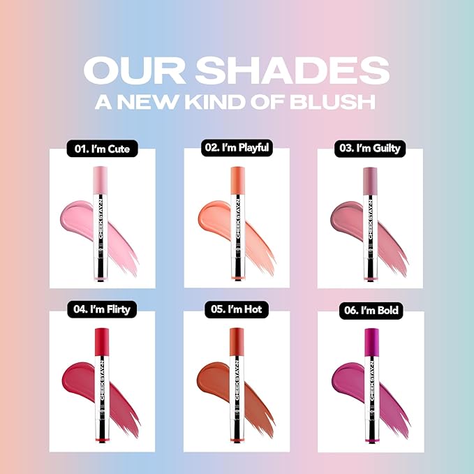 Sacheu Cheek STAY-N Liquid Blush for Cheeks β High Pigment, Buildable, Lightweight Cream Blush Infused With Squalane, for Dewy & Radiant Flushed Cheeks β Long-lasting & Cruelty Free, I'm Guilty