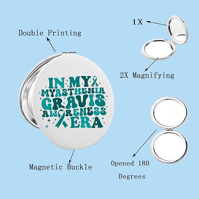 BEKECH Myasthenia Gravis Awareness Gifts in My Myasthenia Gravis Awareness Era Compact Mirror MG Warrior Gifts