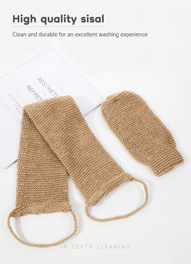 surlees Exfoliating Gloves for Shower,Back Scrubber,Exfoliating Mitt for Body(2pack,White)