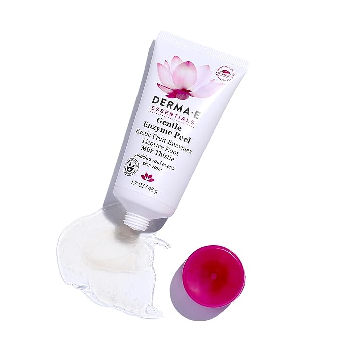 DERMA E Gentle Enzyme Peel – Brightening Exfoliator Mask – Natural Enzymatic Chemical Peel with Papaya, Milk Thistle and Licorice Root - Resurfaces, Smooths and Rejuvenates Facial Skin, 1.7 oz