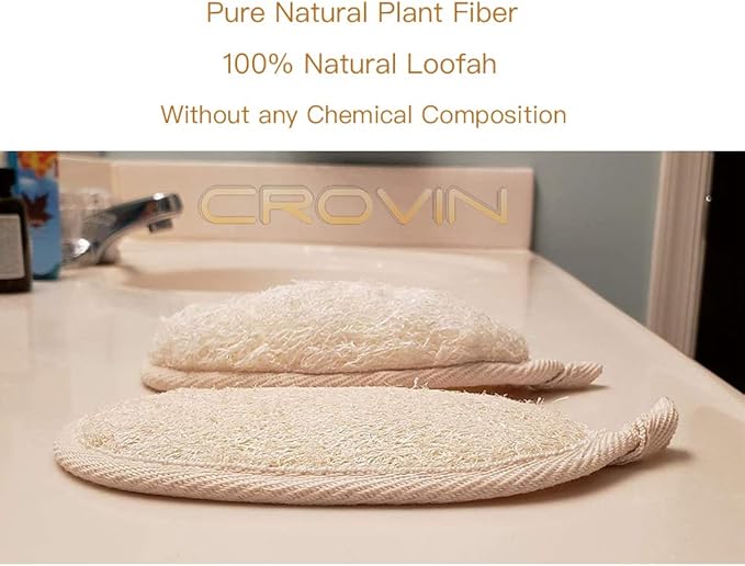 Bigger 5x7 Natural loofah Sponge for Exfoliating and Invigorate Your Dead Skin - Eco Friendly and Biodegradable All-Natural Loufa - Deeply Clean Your Body Pack of 4