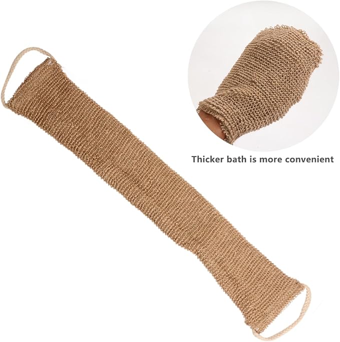 2pcs Ramie Back Strip Gloves Massage Towels Bath Scrubber for Body Cleaning Scrubber Bath Sponges for Shower Cleaning Towels Deep Clean Body Brush Plant Brown Bath Towel Spa